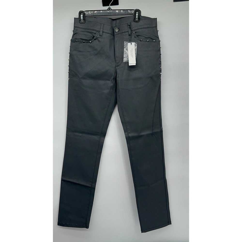 Versace Collection Men Slim Studded‎ Gray Jeans 33x34Made in Italy $1125